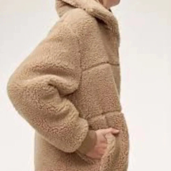 Aritzia Wilfred Free The Teddy Jacket  Neutral Tan Plush Sherpa Zip Up XS - Picture 3 of 14